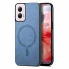 For Motorola Moto G Power 2024 5G Retro Magsafe Magnetic PU Back Cover Phone Case(Blue) - 1