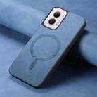 For Motorola Moto G Power 2024 5G Retro Magsafe Magnetic PU Back Cover Phone Case(Blue) - 2