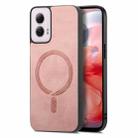 For Motorola Moto G Power 2024 5G Retro Magsafe Magnetic PU Back Cover Phone Case(Pink) - 1