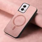 For Motorola Moto G Power 2024 5G Retro Magsafe Magnetic PU Back Cover Phone Case(Pink) - 2