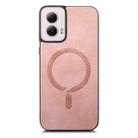 For Motorola Moto G Power 2024 5G Retro Magsafe Magnetic PU Back Cover Phone Case(Pink) - 3