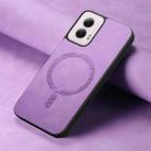 For Motorola Moto G Power 2024 5G Retro Magsafe Magnetic PU Back Cover Phone Case(Purple) - 2