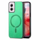 For Motorola Moto G Power 2024 5G Retro Magsafe Magnetic PU Back Cover Phone Case(Green) - 1