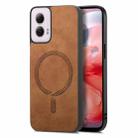 For Motorola Moto G Power 2024 5G Retro Magsafe Magnetic PU Back Cover Phone Case(Brown) - 1