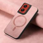 For Motorola Moto G Stylus 5G 2024 Retro Magsafe Magnetic PU Back Cover Phone Case(Pink) - 2