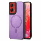 For Motorola Moto G Stylus 5G 2024 Retro Magsafe Magnetic PU Back Cover Phone Case(Purple) - 1