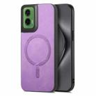 For Motorola Moto G35 Retro Magsafe Magnetic PU Back Cover Phone Case(Purple) - 1