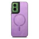 For Motorola Moto G35 Retro Magsafe Magnetic PU Back Cover Phone Case(Purple) - 2