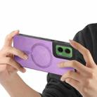 For Motorola Moto G35 Retro Magsafe Magnetic PU Back Cover Phone Case(Purple) - 3