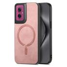 For Motorola Moto G55 Retro Magsafe Magnetic PU Back Cover Phone Case(Pink) - 1