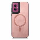 For Motorola Moto G55 Retro Magsafe Magnetic PU Back Cover Phone Case(Pink) - 2