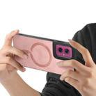 For Motorola Moto G55 Retro Magsafe Magnetic PU Back Cover Phone Case(Pink) - 3