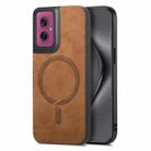 For Motorola Moto G55 Retro Magsafe Magnetic PU Back Cover Phone Case(Brown) - 1