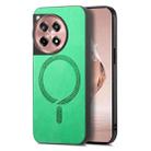 For OnePlus Ace 3 5G / 12R 5G Retro Magsafe Cross Leather Ring Holder Card Bag Phone Case(Green) - 1