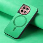 For OnePlus Ace 3 5G / 12R 5G Retro Magsafe Cross Leather Ring Holder Card Bag Phone Case(Green) - 2