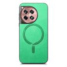 For OnePlus Ace 3 5G / 12R 5G Retro Magsafe Cross Leather Ring Holder Card Bag Phone Case(Green) - 3