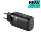 TE-65W GaN PD65W Dual USB-C+USB-A Laptop / Tablet Adapter，EU Plug(Black) - 2