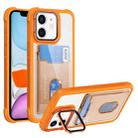 For iPhone 11 Card Bag Holder Acrylic Hybrid TPU Phone Case(Orange) - 1