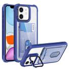 For iPhone 11 Card Bag Holder Acrylic Hybrid TPU Phone Case(Blue) - 1