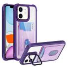 For iPhone 11 Card Bag Holder Acrylic Hybrid TPU Phone Case(Purple) - 1