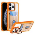 For iPhone 11 Pro Max Card Bag Holder Acrylic Hybrid TPU Phone Case(Orange) - 1