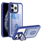 For iPhone 11 Pro Max Card Bag Holder Acrylic Hybrid TPU Phone Case(Blue) - 1