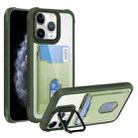 For iPhone 11 Pro Max Card Bag Holder Acrylic Hybrid TPU Phone Case(Green) - 1