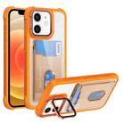 For iPhone 12 Card Bag Holder Acrylic Hybrid TPU Phone Case(Orange) - 1