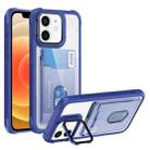 For iPhone 12 Card Bag Holder Acrylic Hybrid TPU Phone Case(Blue) - 1