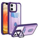 For iPhone 12 Card Bag Holder Acrylic Hybrid TPU Phone Case(Purple) - 1