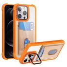 For iPhone 12 Pro Card Bag Holder Acrylic Hybrid TPU Phone Case(Orange) - 1