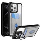 For iPhone 12 Pro Card Bag Holder Acrylic Hybrid TPU Phone Case(Black) - 1