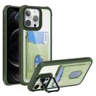 For iPhone 12 Pro Card Bag Holder Acrylic Hybrid TPU Phone Case(Green) - 1