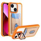 For iPhone 13 Card Bag Holder Acrylic Hybrid TPU Phone Case(Orange) - 1