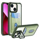 For iPhone 13 Card Bag Holder Acrylic Hybrid TPU Phone Case(Green) - 1