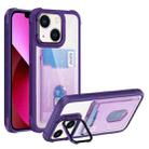 For iPhone 13 Card Bag Holder Acrylic Hybrid TPU Phone Case(Purple) - 1