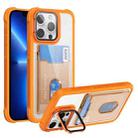 For iPhone 13 Pro Card Bag Holder Acrylic Hybrid TPU Phone Case(Orange) - 1