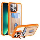 For iPhone 13 Pro Max Card Bag Holder Acrylic Hybrid TPU Phone Case(Orange) - 1