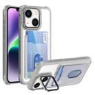 For iPhone 14 Plus Card Bag Holder Acrylic Hybrid TPU Phone Case(White) - 1