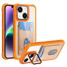 For iPhone 14 Plus Card Bag Holder Acrylic Hybrid TPU Phone Case(Orange) - 1