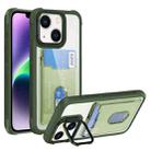 For iPhone 14 Plus Card Bag Holder Acrylic Hybrid TPU Phone Case(Green) - 1