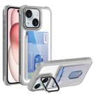 For iPhone 15 Plus Card Bag Holder Acrylic Hybrid TPU Phone Case(White) - 1