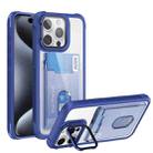 For iPhone 15 Pro Max Card Bag Holder Acrylic Hybrid TPU Phone Case(Blue) - 1