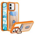 For iPhone 16 Plus Card Bag Holder Acrylic Hybrid TPU Phone Case(Orange) - 1