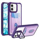 For iPhone 16 Plus Card Bag Holder Acrylic Hybrid TPU Phone Case(Purple) - 1