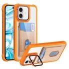 For iPhone 16 Card Bag Holder Acrylic Hybrid TPU Phone Case(Orange) - 1