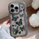 For iPhone 15 Pro Wave Edge Butterfly TPU Hybrid PC Phone Case(Black) - 1