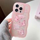 For iPhone 15 Pro Wave Edge Butterfly TPU Hybrid PC Phone Case(Pink) - 1