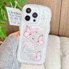 For iPhone 15 Pro Wave Edge Butterfly TPU Hybrid PC Phone Case(White) - 1