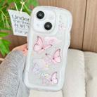 For iPhone 14 Plus Wave Edge Butterfly TPU Hybrid PC Phone Case(White) - 1